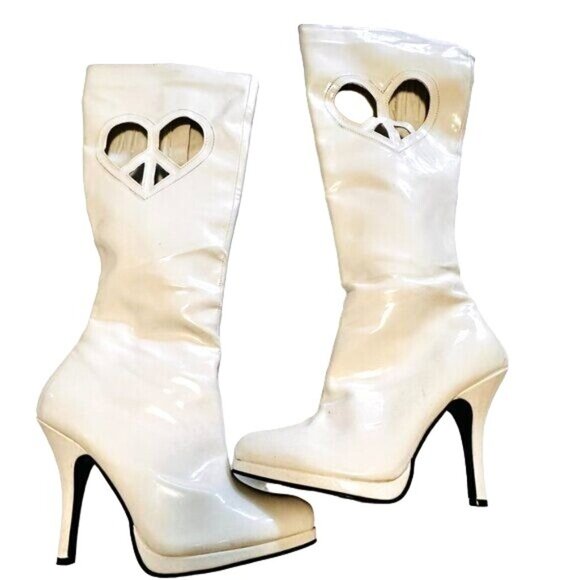 White Platform Women's Go-Go Boots Ugly Silent Disco, Cosplay Sz 10M (run small) - Picture 9 of 9